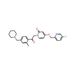 Cc1cc(CN2CCCCC2)ccc1C(=O)Cn1ccc(OCc2ccc(F)cn2)cc1=O ZINC000169711390