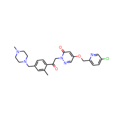 Cc1cc(CN2CCN(C)CC2)ccc1C(=O)Cn1ncc(OCc2ccc(Cl)cn2)cc1=O ZINC000169688261