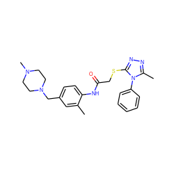 Cc1cc(CN2CCN(C)CC2)ccc1NC(=O)CSc1nnc(C)n1-c1ccccc1 ZINC000038151349