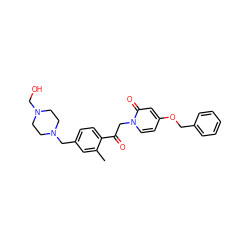 Cc1cc(CN2CCN(CO)CC2)ccc1C(=O)Cn1ccc(OCc2ccccc2)cc1=O ZINC000169711377