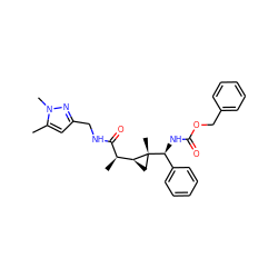 Cc1cc(CNC(=O)[C@H](C)[C@@H]2C[C@@]2(C)[C@@H](NC(=O)OCc2ccccc2)c2ccccc2)nn1C ZINC000008829598