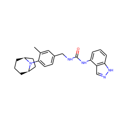 Cc1cc(CNC(=O)Nc2cccc3[nH]ncc23)ccc1N1[C@H]2CCC[C@@H]1CC2 ZINC000014973586