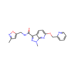 Cc1cc(CNC(=O)c2nn(C)c3nc(OCc4ccccn4)ccc23)on1 ZINC000103261385