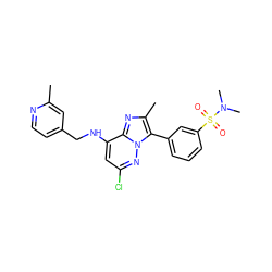 Cc1cc(CNc2cc(Cl)nn3c(-c4cccc(S(=O)(=O)N(C)C)c4)c(C)nc23)ccn1 ZINC001772579927