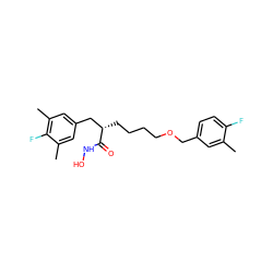 Cc1cc(COCCCC[C@@H](Cc2cc(C)c(F)c(C)c2)C(=O)NO)ccc1F ZINC000071317326