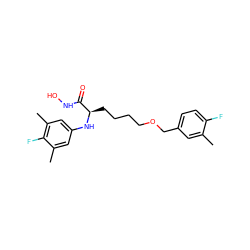 Cc1cc(COCCCC[C@@H](Nc2cc(C)c(F)c(C)c2)C(=O)NO)ccc1F ZINC000071296467