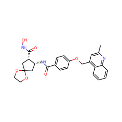 Cc1cc(COc2ccc(C(=O)N[C@@H]3CC4(C[C@@H]3C(=O)NO)OCCO4)cc2)c2ccccc2n1 ZINC000029038366