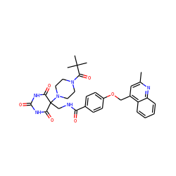 Cc1cc(COc2ccc(C(=O)NCC3(N4CCN(C(=O)C(C)(C)C)CC4)C(=O)NC(=O)NC3=O)cc2)c2ccccc2n1 ZINC000028892671