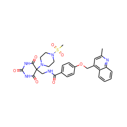 Cc1cc(COc2ccc(C(=O)NCC3(N4CCN(S(C)(=O)=O)CC4)C(=O)NC(=O)NC3=O)cc2)c2ccccc2n1 ZINC000028892676