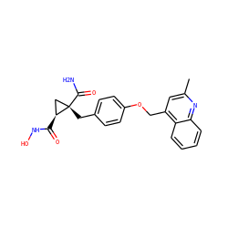 Cc1cc(COc2ccc(C[C@]3(C(N)=O)C[C@@H]3C(=O)NO)cc2)c2ccccc2n1 ZINC000029135236