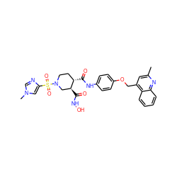 Cc1cc(COc2ccc(NC(=O)[C@H]3CCN(S(=O)(=O)c4cn(C)cn4)C[C@@H]3C(=O)NO)cc2)c2ccccc2n1 ZINC000027433100