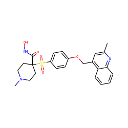 Cc1cc(COc2ccc(S(=O)(=O)C3(C(=O)NO)CCN(C)CC3)cc2)c2ccccc2n1 ZINC000040956270