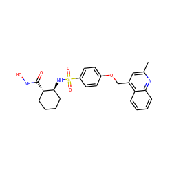 Cc1cc(COc2ccc(S(=O)(=O)N[C@H]3CCCC[C@@H]3C(=O)NO)cc2)c2ccccc2n1 ZINC000143258921