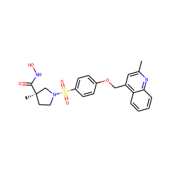Cc1cc(COc2ccc(S(=O)(=O)N3CC[C@@](C)(C(=O)NO)C3)cc2)c2ccccc2n1 ZINC001772648284