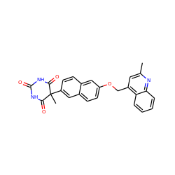 Cc1cc(COc2ccc3cc(C4(C)C(=O)NC(=O)NC4=O)ccc3c2)c2ccccc2n1 ZINC000028470098