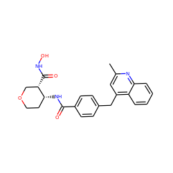 Cc1cc(Cc2ccc(C(=O)N[C@@H]3CCOC[C@@H]3C(=O)NO)cc2)c2ccccc2n1 ZINC000028821959