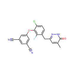 Cc1cc(Cc2ccc(Cl)c(Oc3cc(C#N)cc(C#N)c3)c2F)n[nH]c1=O ZINC000040420276