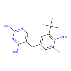 Cc1cc(Cc2cnc(N)nc2N)cc(C(C)(C)C)c1N ZINC000027185172