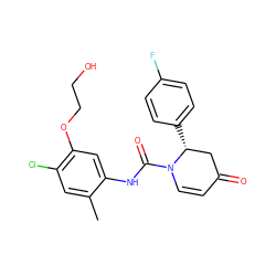 Cc1cc(Cl)c(OCCO)cc1NC(=O)N1C=CC(=O)C[C@H]1c1ccc(F)cc1 ZINC000115237689