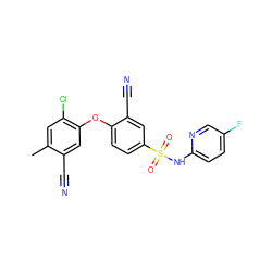 Cc1cc(Cl)c(Oc2ccc(S(=O)(=O)Nc3ccc(F)cn3)cc2C#N)cc1C#N ZINC000220176753