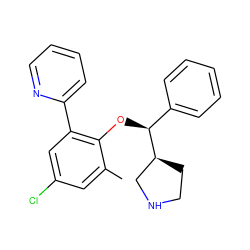 Cc1cc(Cl)cc(-c2ccccn2)c1O[C@@H](c1ccccc1)[C@H]1CCNC1 ZINC000095589913