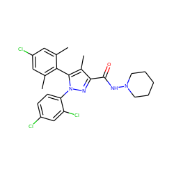 Cc1cc(Cl)cc(C)c1-c1c(C)c(C(=O)NN2CCCCC2)nn1-c1ccc(Cl)cc1Cl ZINC000040915812