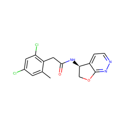 Cc1cc(Cl)cc(Cl)c1CC(=O)N[C@@H]1COc2nnccc21 ZINC000146631547