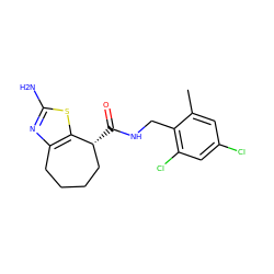 Cc1cc(Cl)cc(Cl)c1CNC(=O)[C@@H]1CCCCc2nc(N)sc21 ZINC000220883417