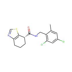 Cc1cc(Cl)cc(Cl)c1CNC(=O)[C@@H]1CCCc2ncsc21 ZINC000220891839