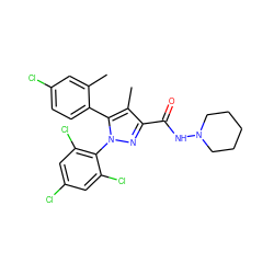 Cc1cc(Cl)ccc1-c1c(C)c(C(=O)NN2CCCCC2)nn1-c1c(Cl)cc(Cl)cc1Cl ZINC000040939655