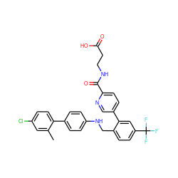 Cc1cc(Cl)ccc1-c1ccc(NCc2ccc(C(F)(F)F)cc2-c2ccc(C(=O)NCCC(=O)O)nc2)cc1 ZINC000148012904