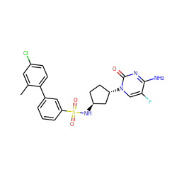 Cc1cc(Cl)ccc1-c1cccc(S(=O)(=O)N[C@H]2CC[C@H](n3cc(F)c(N)nc3=O)C2)c1 ZINC000049021247