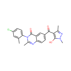 Cc1cc(Cl)ccc1-n1c(C)nc2ccc(C(=O)c3c(C)nn(C)c3O)cc2c1=O ZINC000299839843