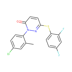 Cc1cc(Cl)ccc1-n1nc(Sc2ccc(F)cc2F)ccc1=O ZINC000014961531