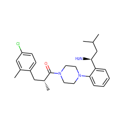 Cc1cc(Cl)ccc1C[C@@H](C)C(=O)N1CCN(c2ccccc2[C@@H](N)CC(C)C)CC1 ZINC000036285792