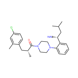 Cc1cc(Cl)ccc1C[C@@H](C)C(=O)N1CCN(c2ccccc2[C@H](N)CC(C)C)CC1 ZINC000036285795