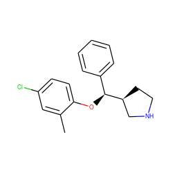 Cc1cc(Cl)ccc1O[C@@H](c1ccccc1)[C@H]1CCNC1 ZINC000095589058