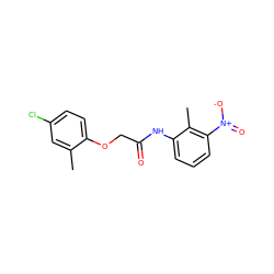 Cc1cc(Cl)ccc1OCC(=O)Nc1cccc([N+](=O)[O-])c1C ZINC000000038887