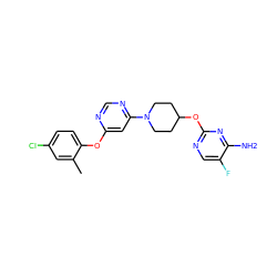 Cc1cc(Cl)ccc1Oc1cc(N2CCC(Oc3ncc(F)c(N)n3)CC2)ncn1 ZINC000049036957