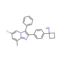 Cc1cc(Cl)cn2c(-c3ccccc3)c(-c3ccc(C4(N)CCC4)cc3)nc12 ZINC000199446183