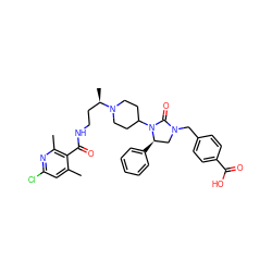 Cc1cc(Cl)nc(C)c1C(=O)NCC[C@@H](C)N1CCC(N2C(=O)N(Cc3ccc(C(=O)O)cc3)C[C@H]2c2ccccc2)CC1 ZINC000096285383