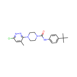 Cc1cc(Cl)nnc1N1CCN(C(=O)Nc2ccc(C(C)(C)C)cc2)CC1 ZINC000028397848