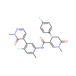 Cc1cc(F)c(-c2ccnn(C)c2=O)cc1NC(=O)C1=CN(C)C(=O)C[C@H]1c1ccc(F)cc1 ZINC000118029947