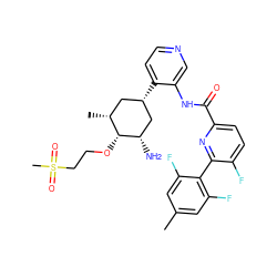 Cc1cc(F)c(-c2nc(C(=O)Nc3cnccc3[C@@H]3C[C@H](N)[C@H](OCCS(C)(=O)=O)[C@H](C)C3)ccc2F)c(F)c1 ZINC000207214319