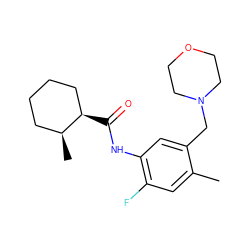 Cc1cc(F)c(NC(=O)[C@@H]2CCCC[C@@H]2C)cc1CN1CCOCC1 ZINC000045289784