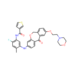 Cc1cc(F)c(NC(=O)c2ccsc2)cc1Nc1ccc2c(c1)OCc1ccc(OCCN3CCOCC3)cc1C2=O ZINC000103292947