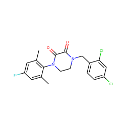 Cc1cc(F)cc(C)c1N1CCN(Cc2ccc(Cl)cc2Cl)C(=O)C1=O ZINC000095565721