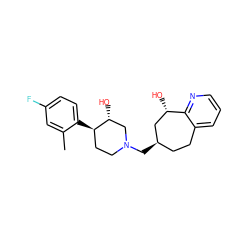 Cc1cc(F)ccc1[C@@H]1CCN(C[C@@H]2CCc3cccnc3[C@@H](O)C2)C[C@H]1O ZINC000040915285