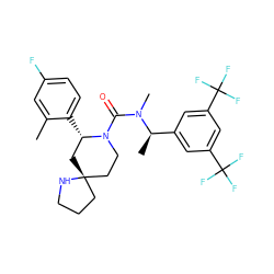 Cc1cc(F)ccc1[C@H]1C[C@]2(CCCN2)CCN1C(=O)N(C)[C@H](C)c1cc(C(F)(F)F)cc(C(F)(F)F)c1 ZINC000200136846