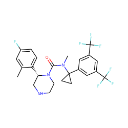 Cc1cc(F)ccc1[C@H]1CNCCN1C(=O)N(C)C1(c2cc(C(F)(F)F)cc(C(F)(F)F)c2)CC1 ZINC000045339115